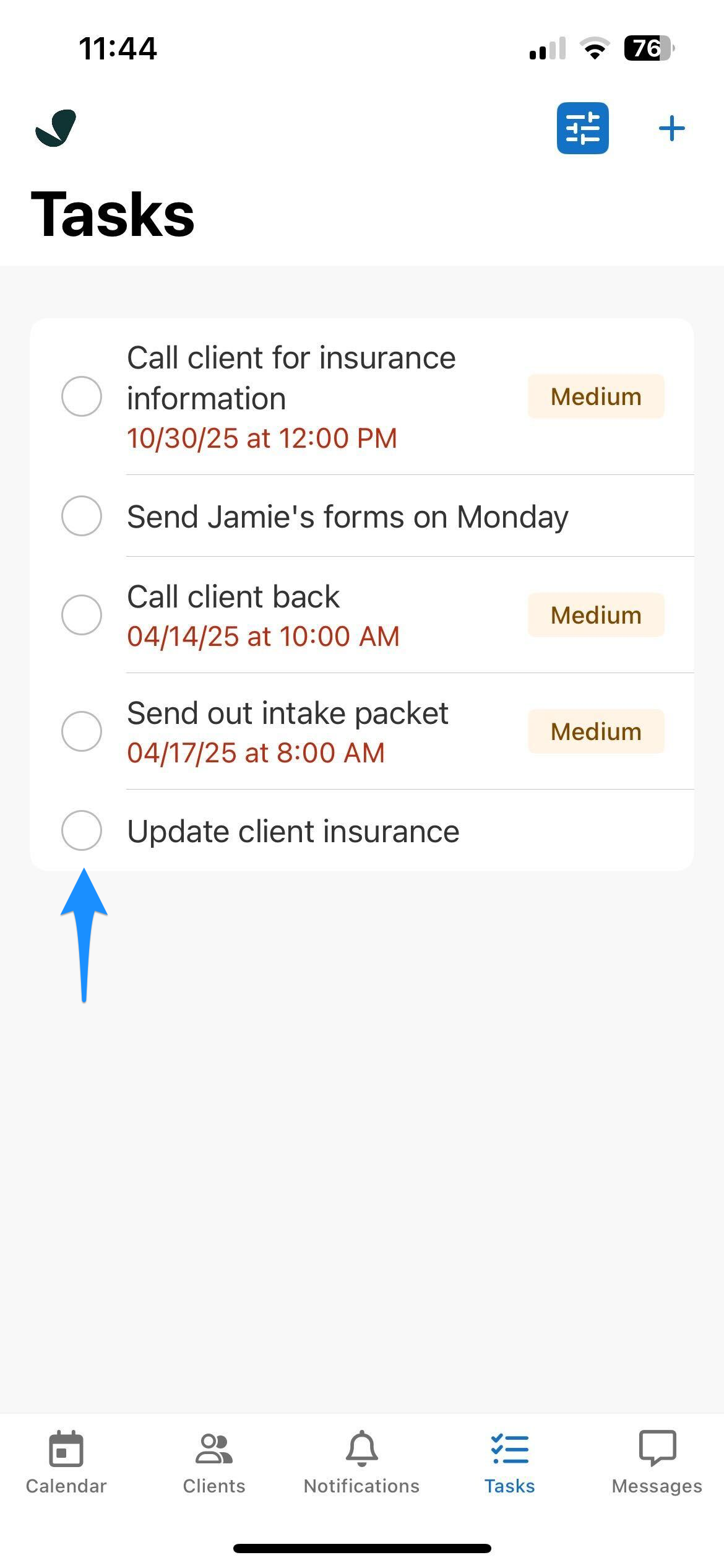 Using tasks and notifications on iPhone/iPad – SimplePractice Support