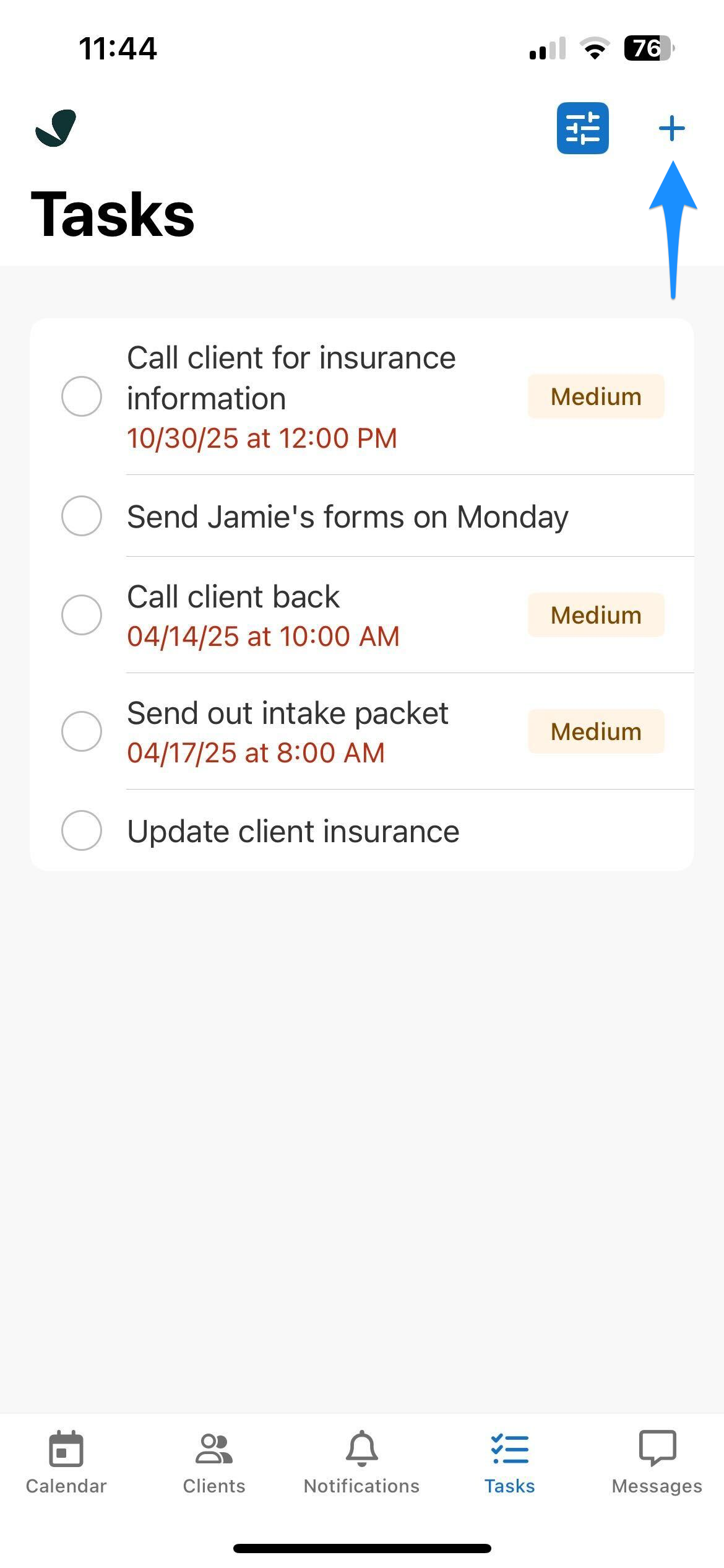 Using tasks and notifications on iPhone/iPad – SimplePractice Support