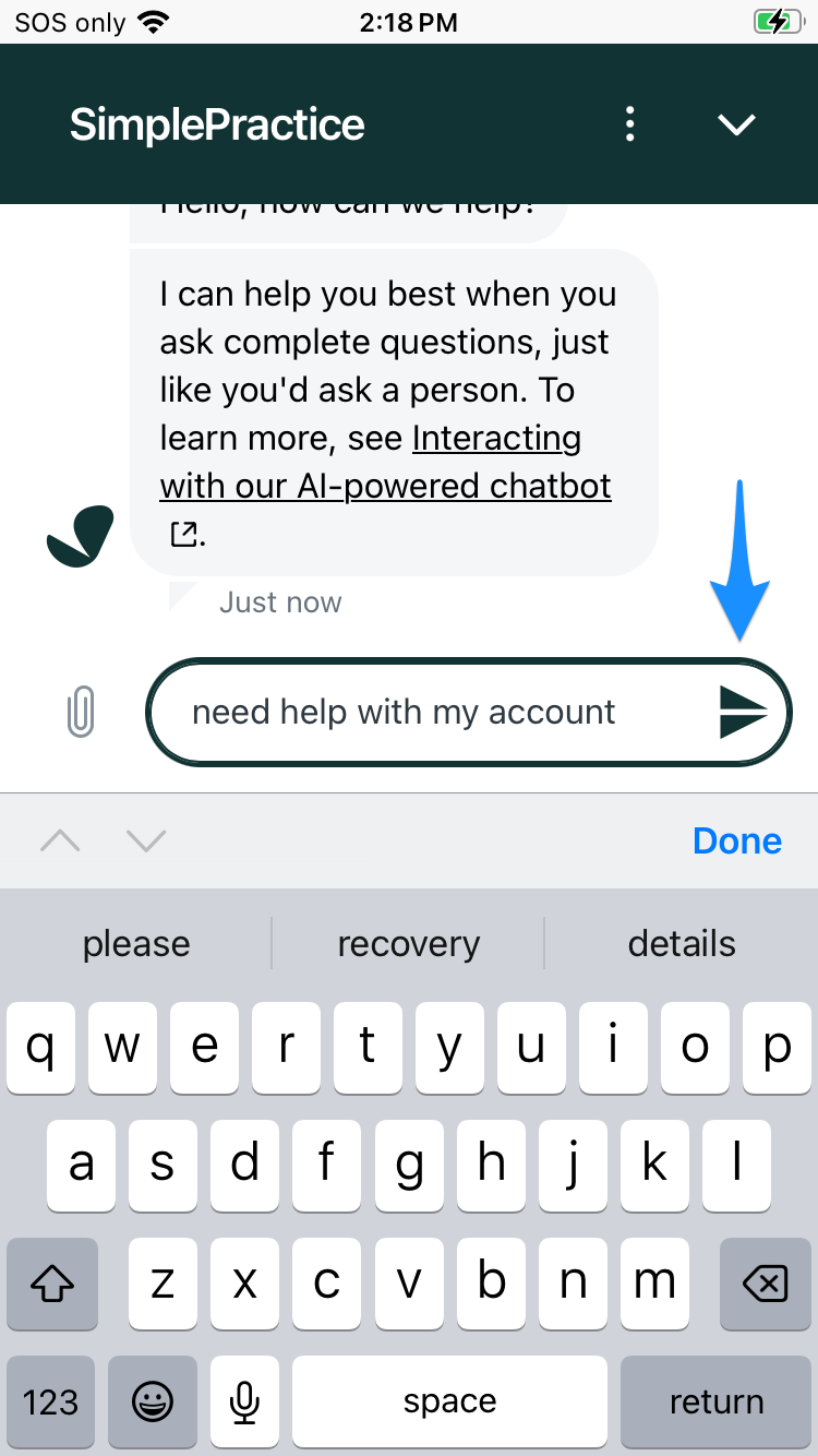 Get help message composer with a send icon