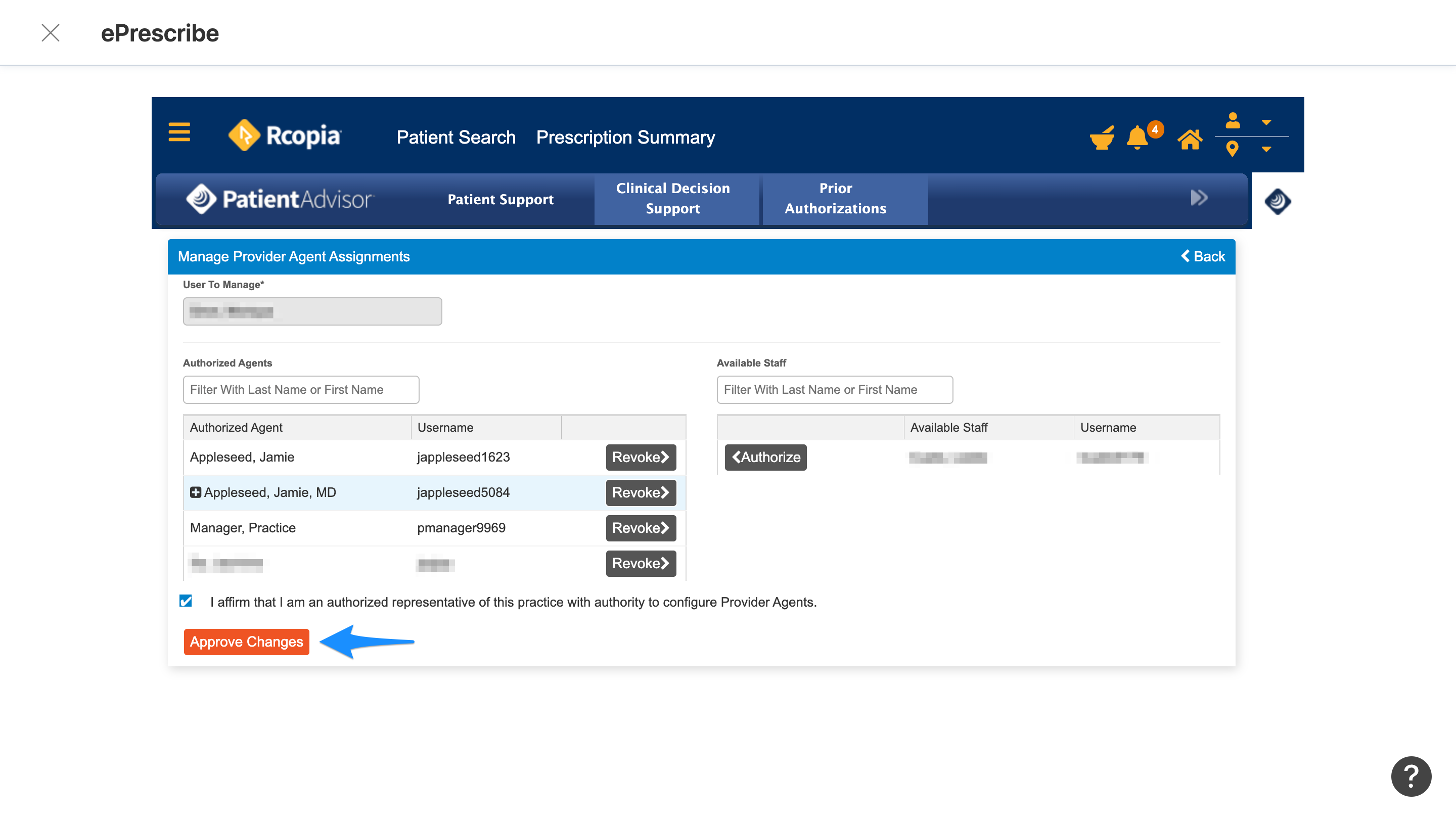 Approve Changes step in DrFirst provider agent assignments