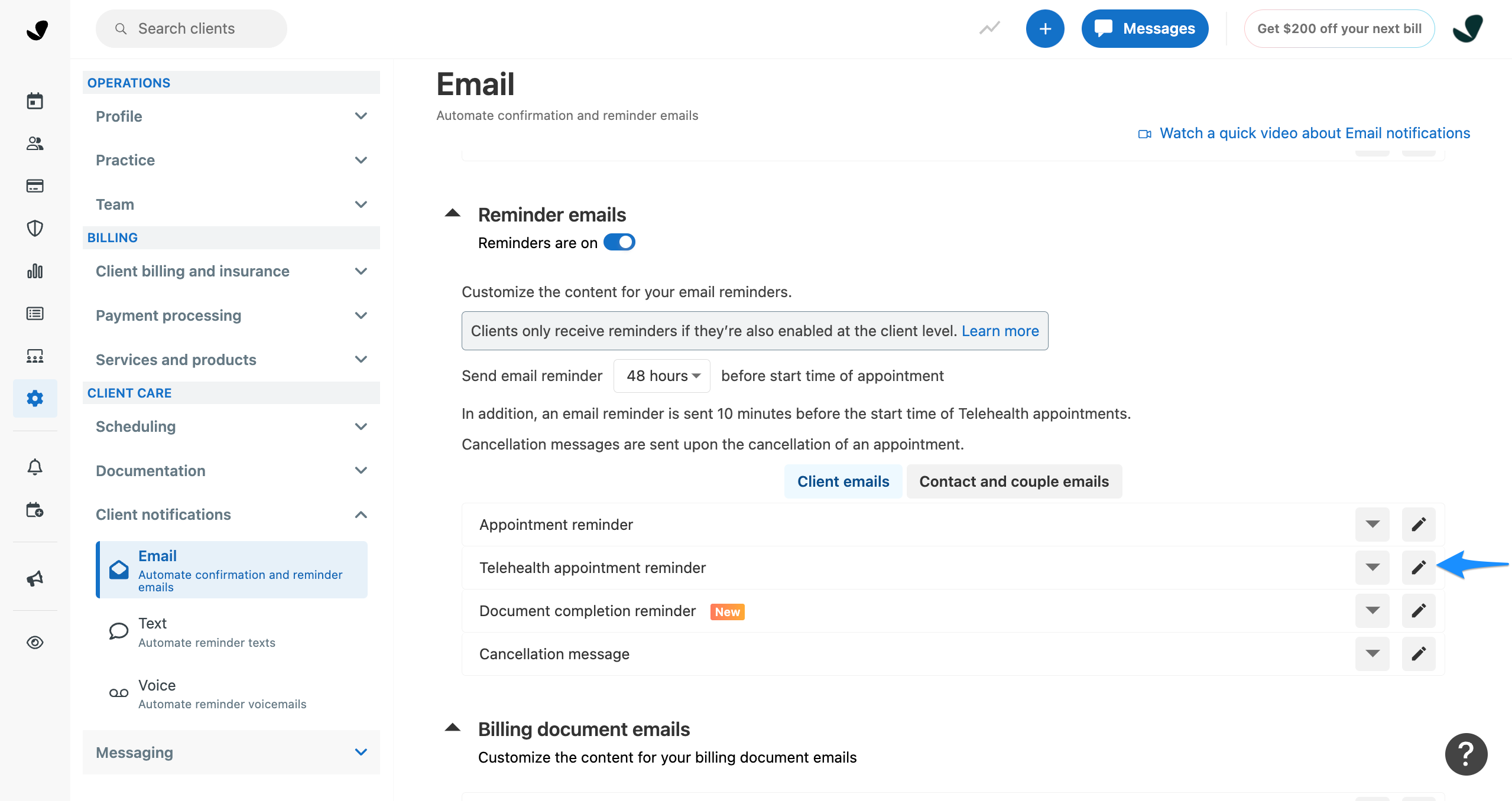Pencil icon for Telehealth appointment reminder email
