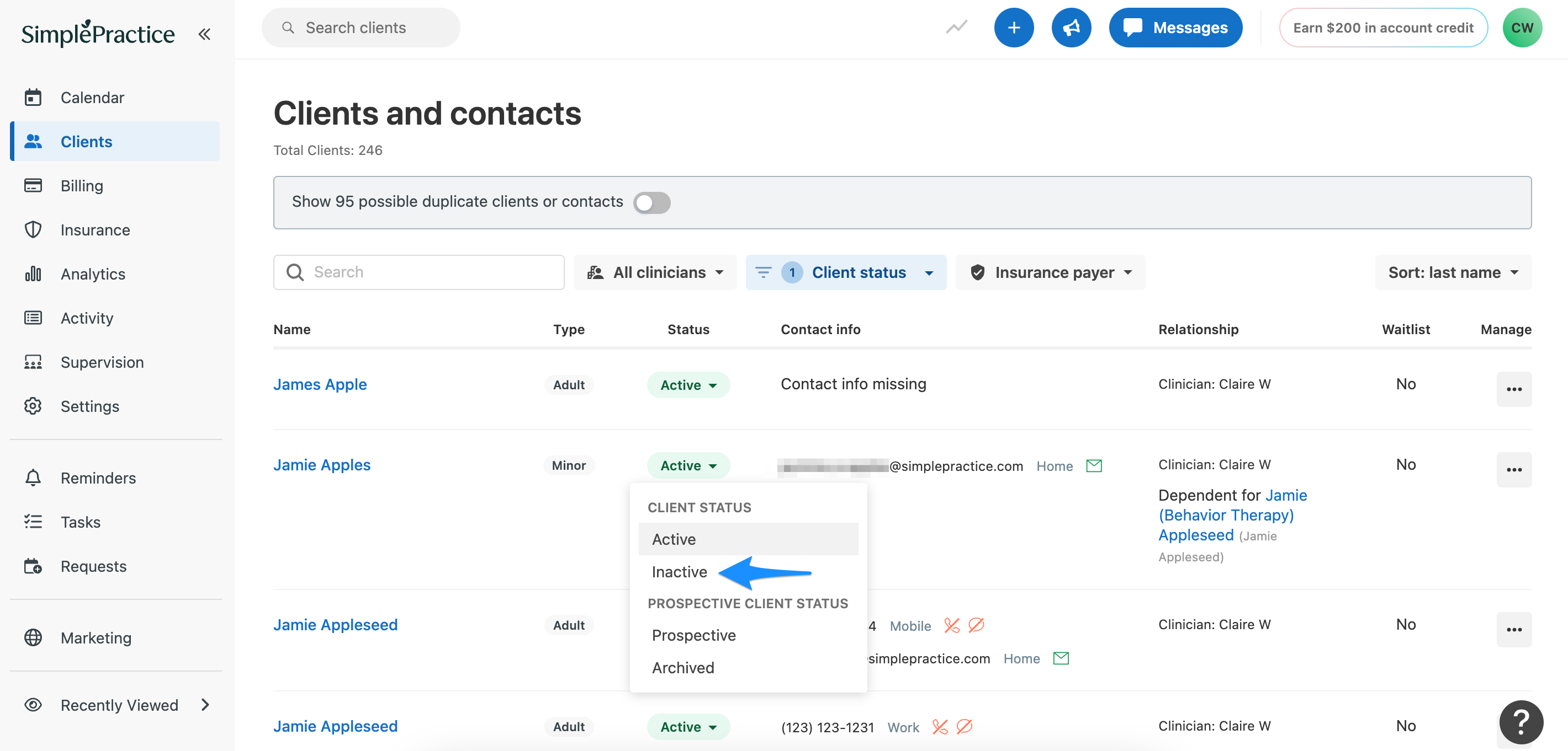 Deactivating and deleting a client profile – SimplePractice Support