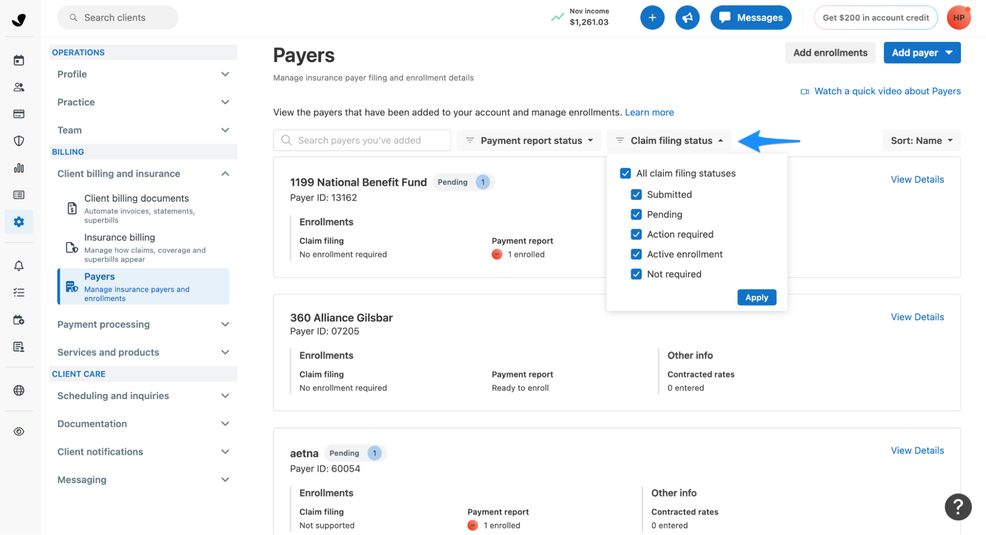 enrollmentstatusdropdown.simplepractice.insurance.png
