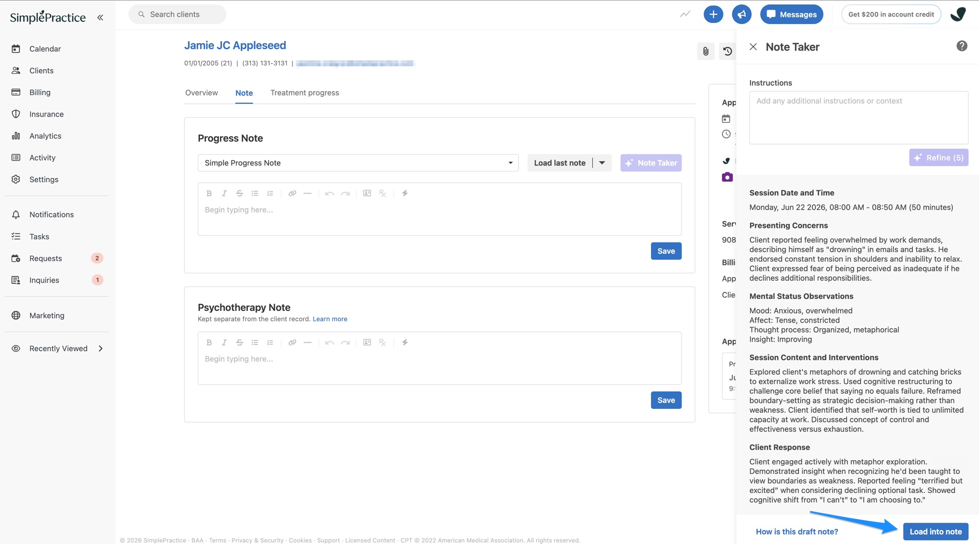 load.into.note.simplepractice.notetaker