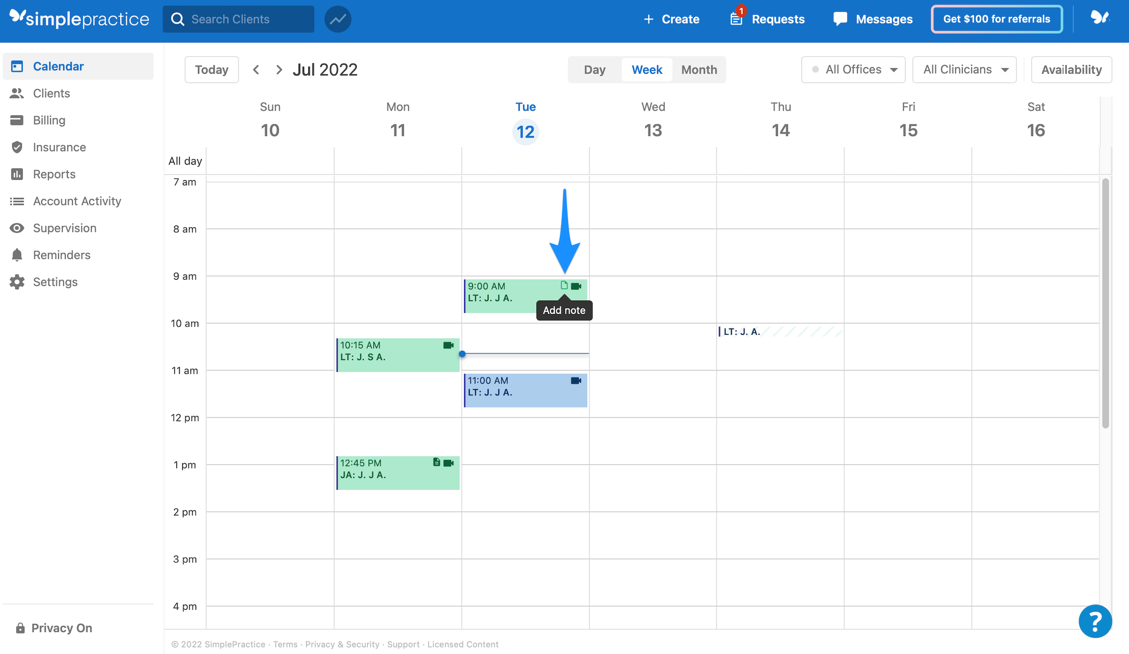 Navigating your calendar – SimplePractice Support