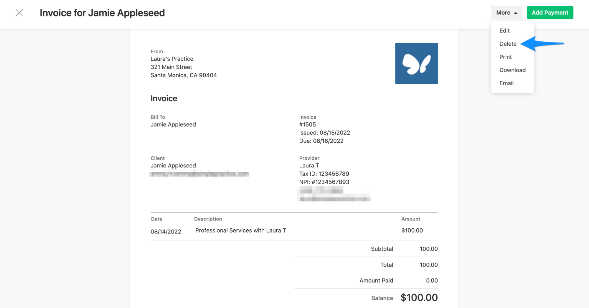 Creating invoices – SimplePractice Support